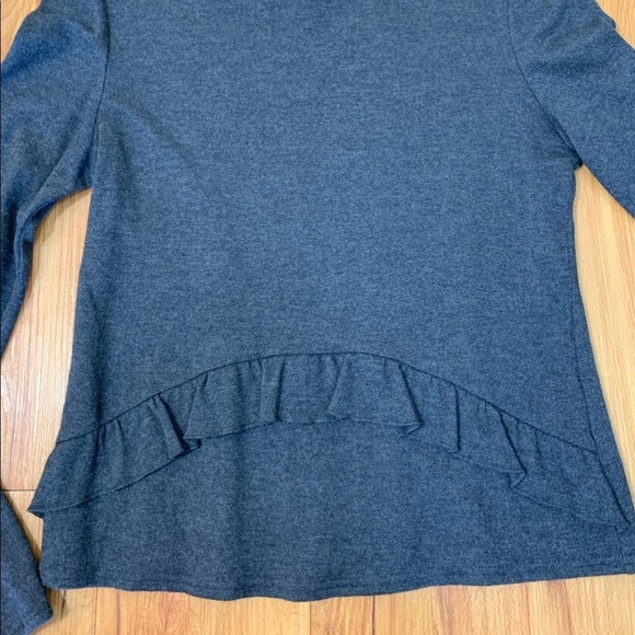 Gay Giano Charcoal Grey Angora Wool Ruffle Scoopneck Sweater - Picture 6 of 11